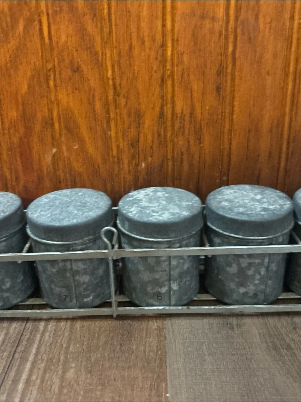 Galvanized Metal Herb Canister Set - Rustic Gray